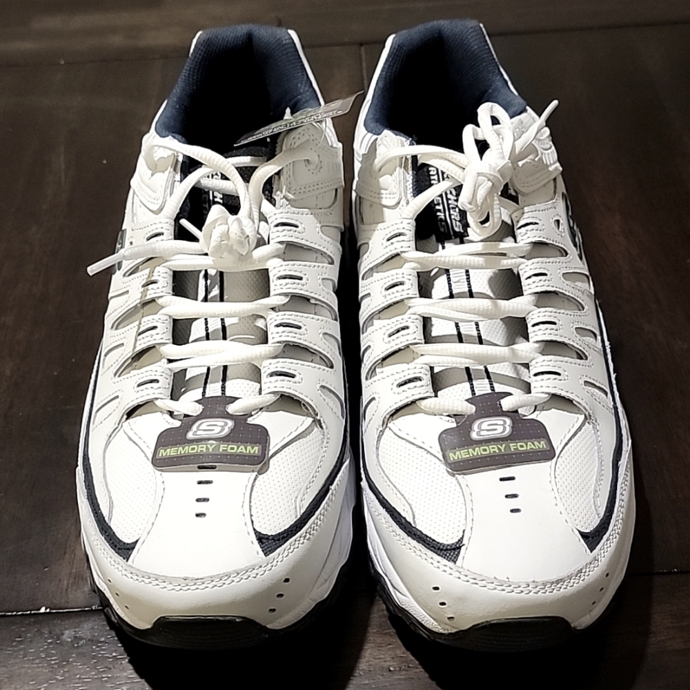 After Burn Memory Fit - Reprint, Skechers, 14, White and Blue